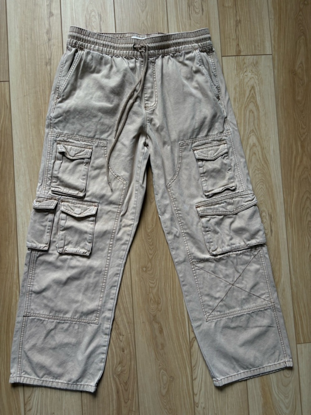 Pacsun baggy cargo pants flap pockets contrast stitching 90s grunge skater - M